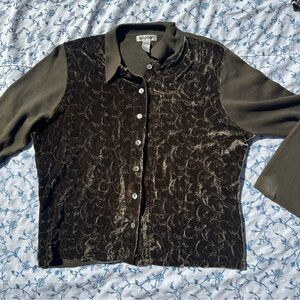 Tyler Böe Green Silk/Cashmere/Rayon Blend Collard Cardigan